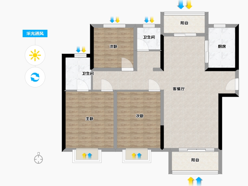 陕西省-西安市-东晁悦府-104.00-户型库-采光通风