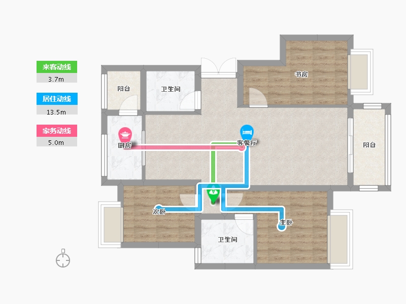 重庆-重庆市-蓝光水岸公园-84.00-户型库-动静线