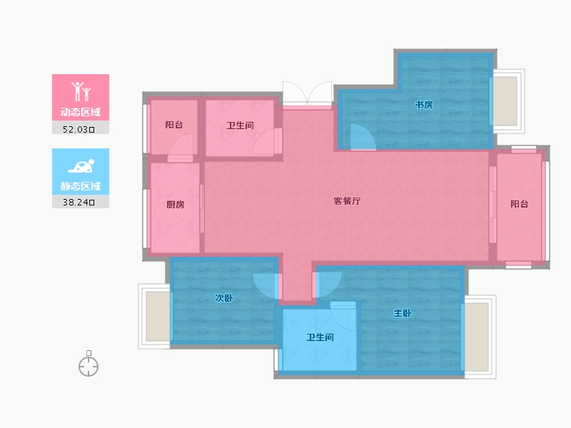 重庆-重庆市-蓝光水岸公园-84.00-户型库-动静分区