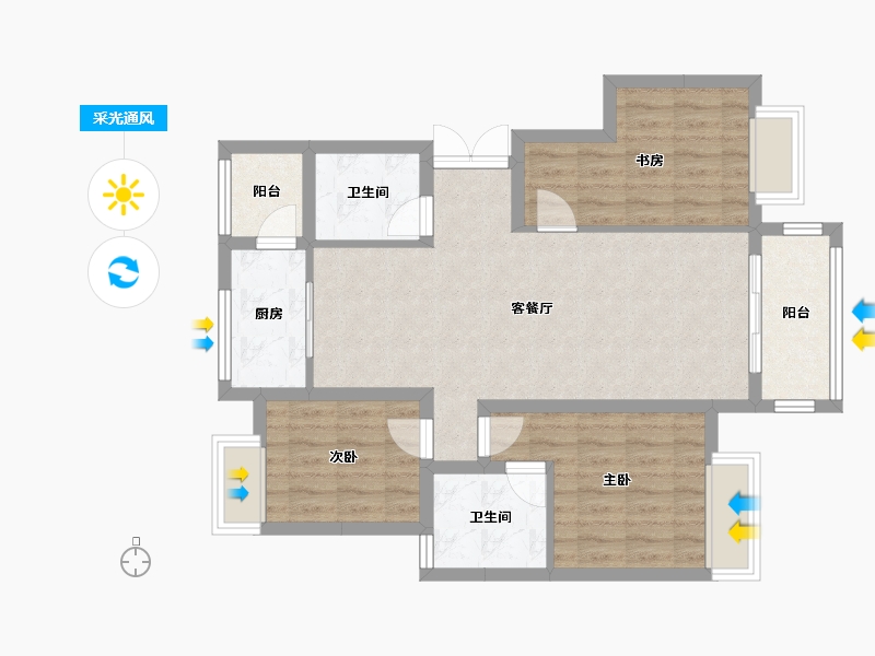 重庆-重庆市-蓝光水岸公园-84.00-户型库-采光通风