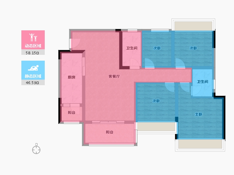 四川省-泸州市-万福天樾-96.80-户型库-动静分区