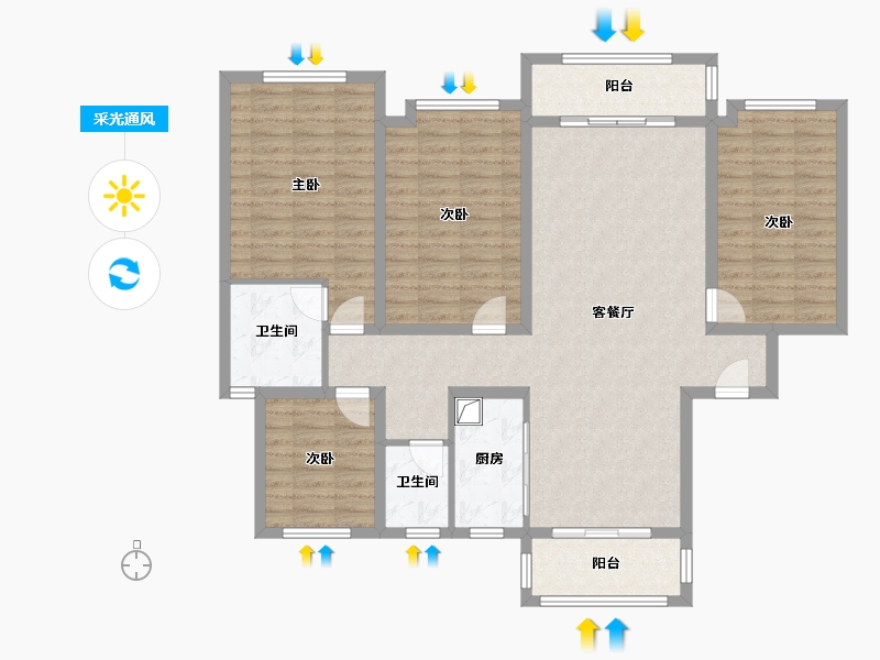 河北省-衡水市-金都印象城-130.57-户型库-采光通风