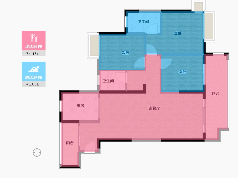 江苏省-淮安市-玖珑湾-104.00-户型库-动静分区