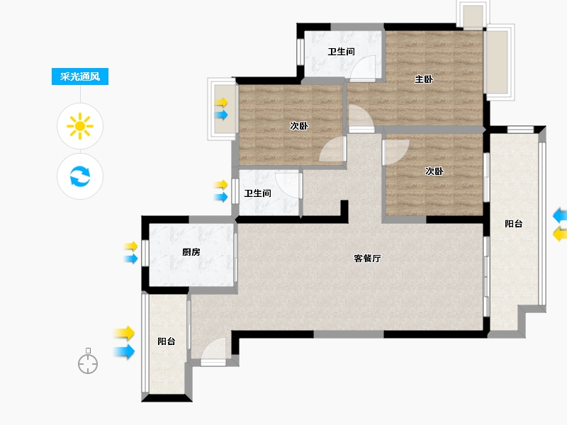 江苏省-淮安市-玖珑湾-104.00-户型库-采光通风