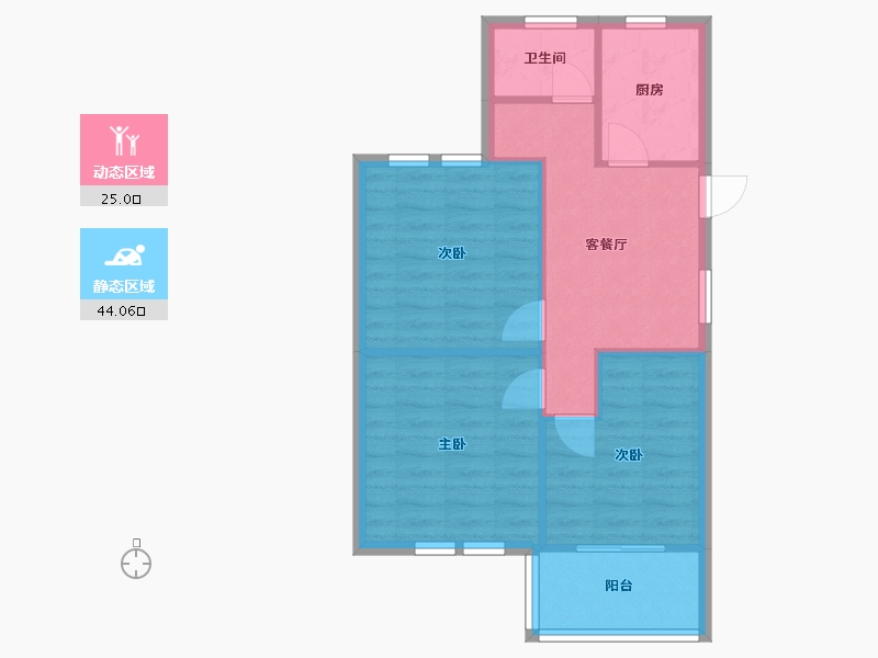 浙江省-宁波市-御锦水岸花苑-70.00-户型库-动静分区