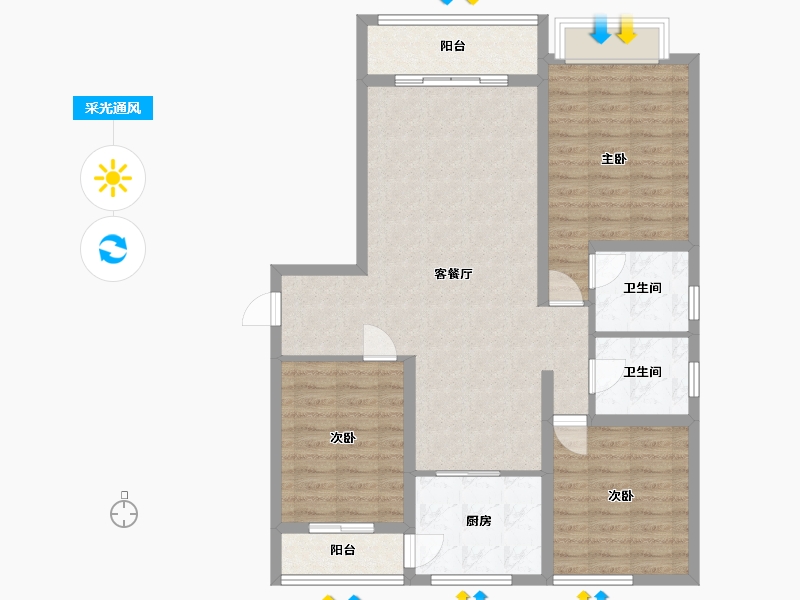 山西省-大同市-瑞湖天泰苑-111.86-户型库-采光通风