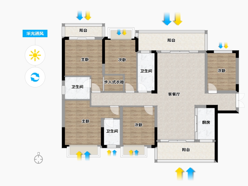 广西壮族自治区-河池市-阳光城-125.60-户型库-采光通风