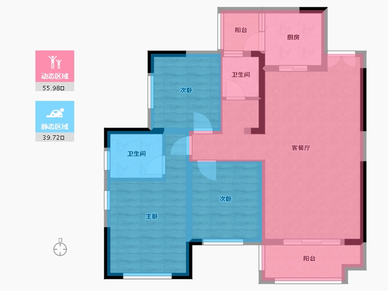 四川省-宜宾市-光明春天大院-86.24-户型库-动静分区