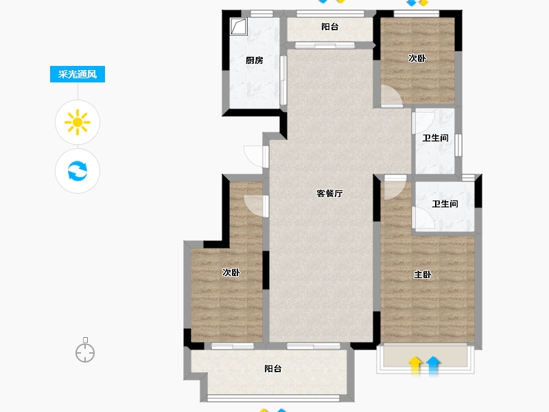 河南省-信阳市-正商书香华府-104.94-户型库-采光通风