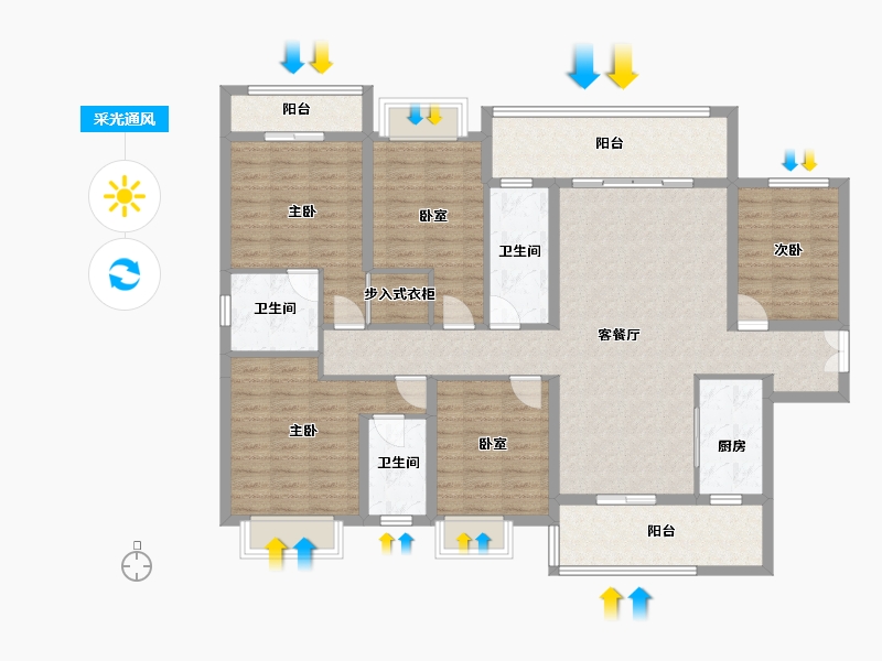 广西壮族自治区-河池市-和富阳光城-126.86-户型库-采光通风