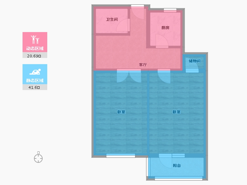 北京-北京市-柳林馆南里-55.20-户型库-动静分区