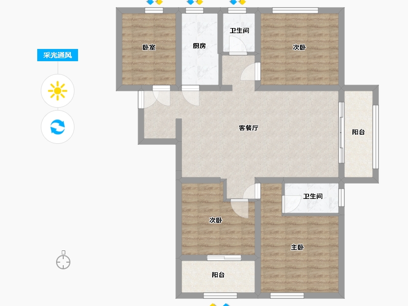 安徽省-合肥市-鹤翔园韵庭-96.00-户型库-采光通风