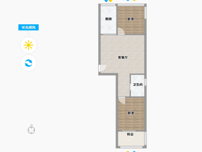 天津-天津市-瑞德里社区-69.85-户型库-采光通风