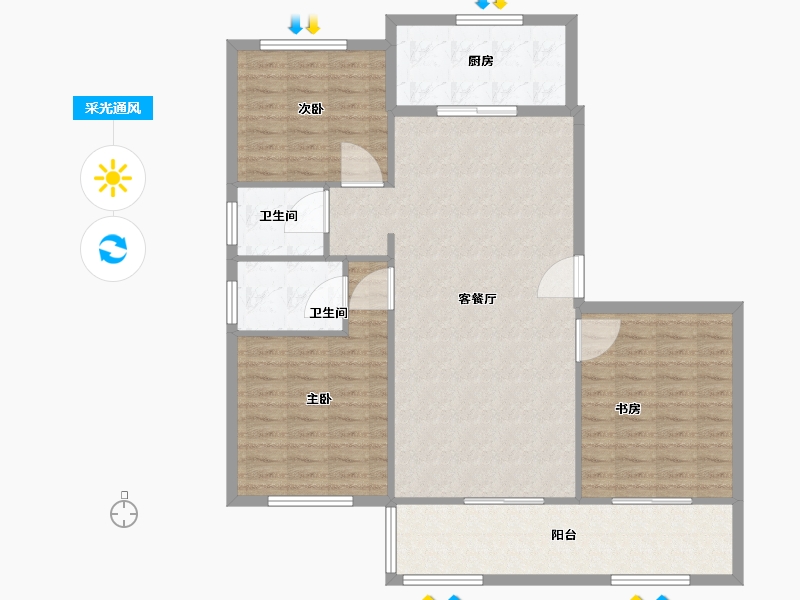 安徽省-安庆市-天成一品-111.92-户型库-采光通风