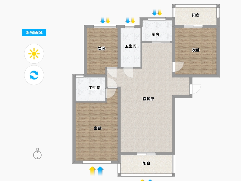 河南省-郑州市-中原区西岗村安置房-120.00-户型库-采光通风