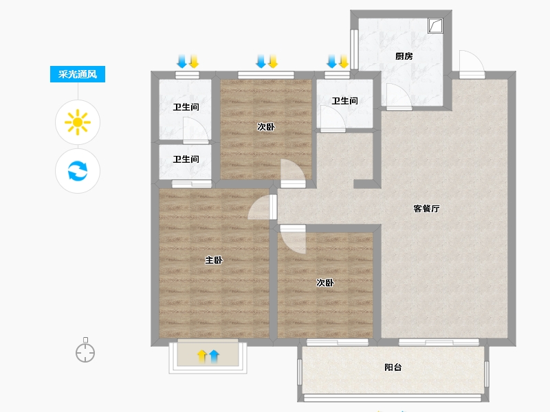 河南省-郑州市-君悦城-94.07-户型库-采光通风