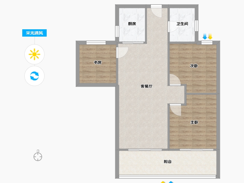 江苏省-无锡市-上品花园二期-东区-82.40-户型库-采光通风