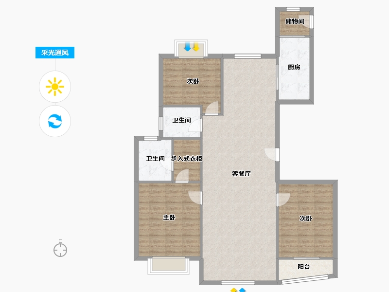 山东省-临沂市-外滩明珠-135.12-户型库-采光通风