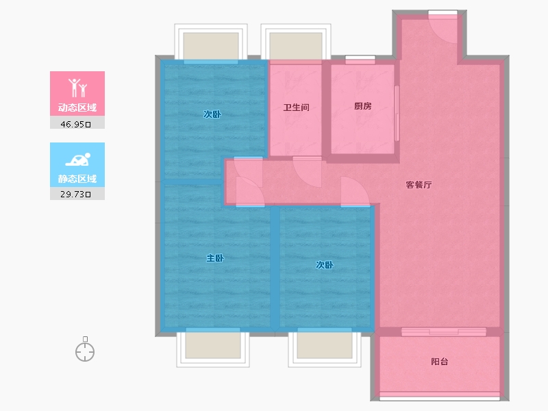 湖北省-武汉市-幸福湾星语-73.64-户型库-动静分区