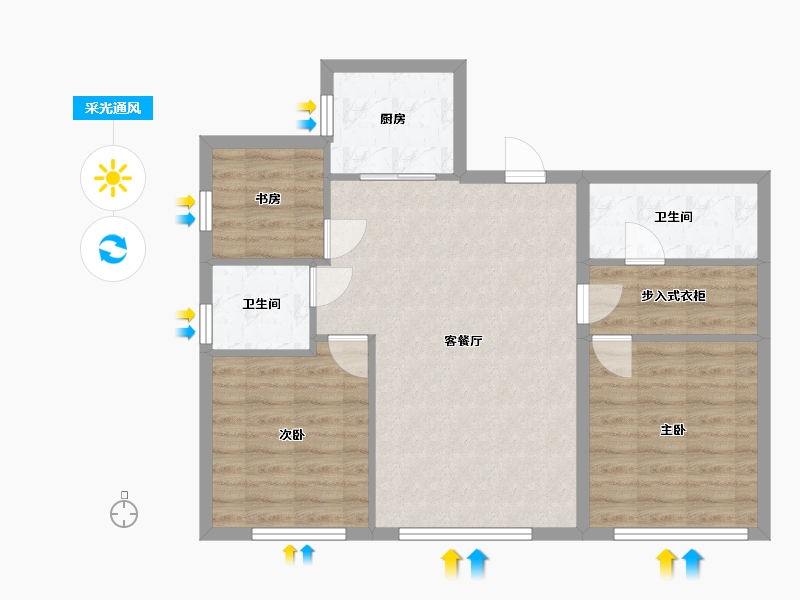 新疆维吾尔自治区-乌鲁木齐市-上城Uptown-85.50-户型库-采光通风