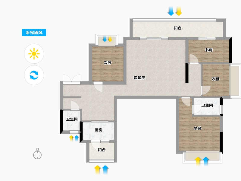 贵州省-铜仁市-名城国宾府-112.00-户型库-采光通风