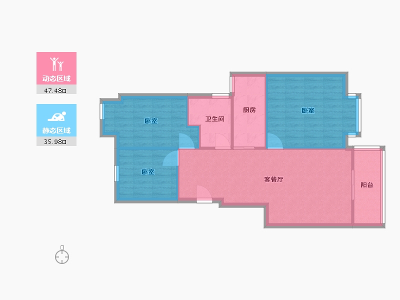 浙江省-宁波市-云鹭湾-75.67-户型库-动静分区