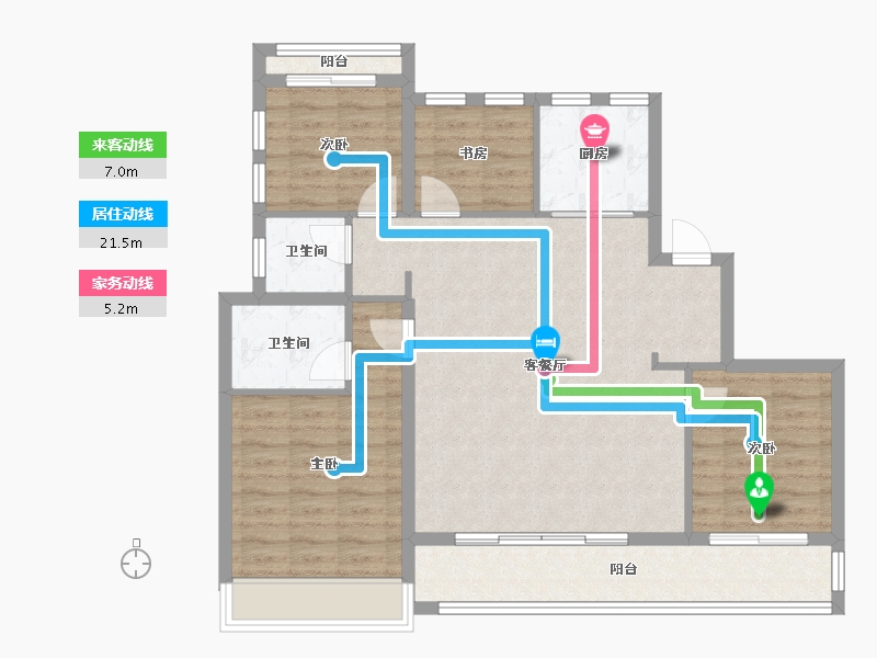 浙江省-温州市-星海名筑-107.00-户型库-动静线