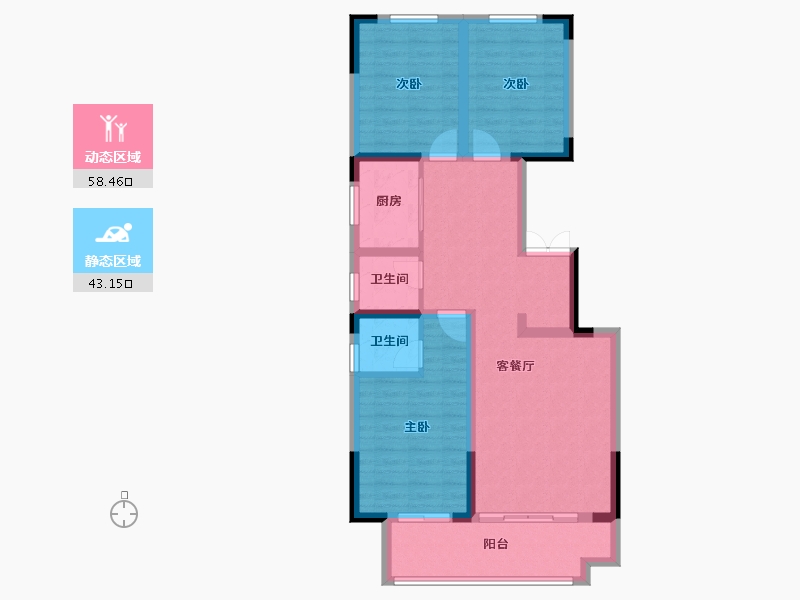 陕西省-渭南市-居苑华城小区-101.80-户型库-动静分区