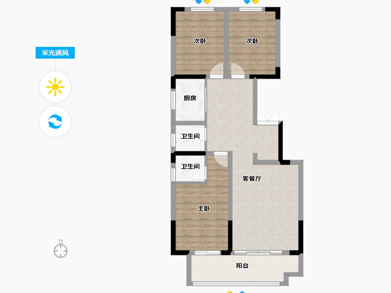 陕西省-渭南市-居苑华城小区-101.80-户型库-采光通风