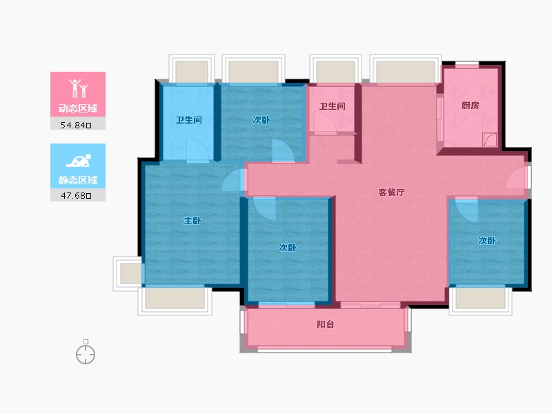 湖北省-武汉市-龙湖春江俪城二期-98.00-户型库-动静分区