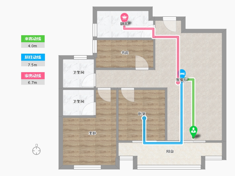 浙江省-温州市-兴秀嘉园-75.00-户型库-动静线