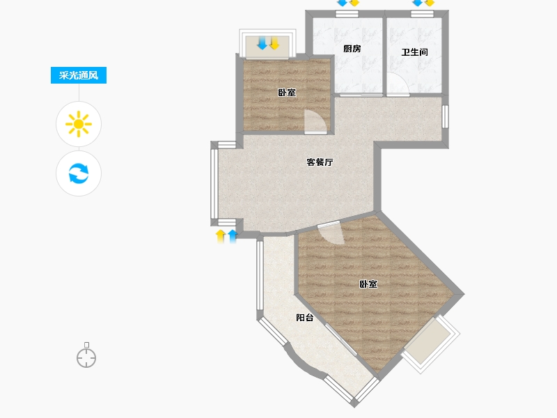 江苏省-苏州市-长花园-66.00-户型库-采光通风