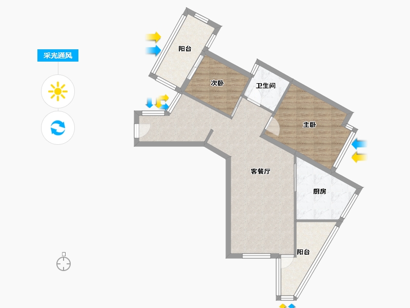 海南省-海口市-金地梅陇镇-四期-63.41-户型库-采光通风