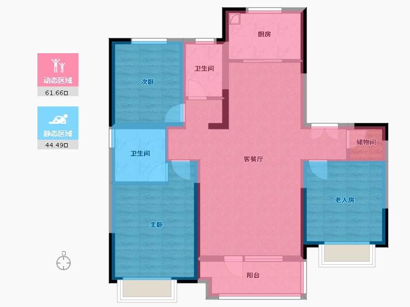 山东省-济南市-华润置地公元九里-104.00-户型库-动静分区