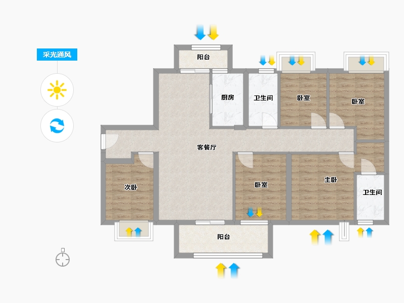 广西壮族自治区-南宁市-奥园瀚林誉江府-88.80-户型库-采光通风