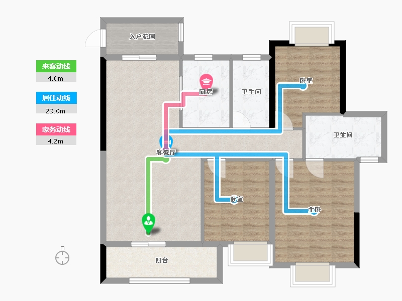 湖北省-荆门市-紫荆澜庭-106.20-户型库-动静线