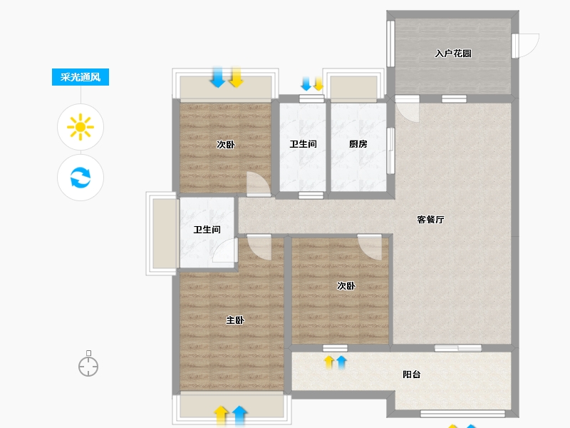 湖北省-孝感市-碧溪天地-100.80-户型库-采光通风