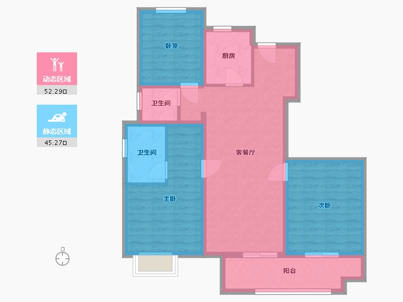 江苏省-泰州市-新城  丹霞 花园  -86.83-户型库-动静分区