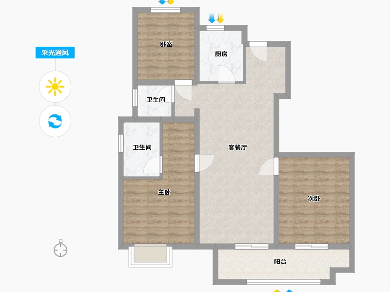 江苏省-泰州市-新城  丹霞 花园  -86.83-户型库-采光通风