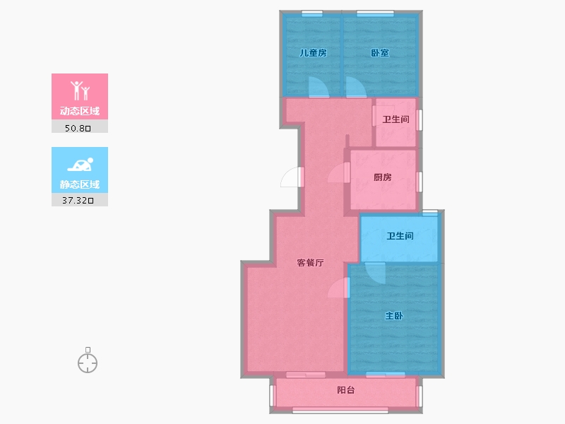 河北省-廊坊市-金地都会风华-78.40-户型库-动静分区