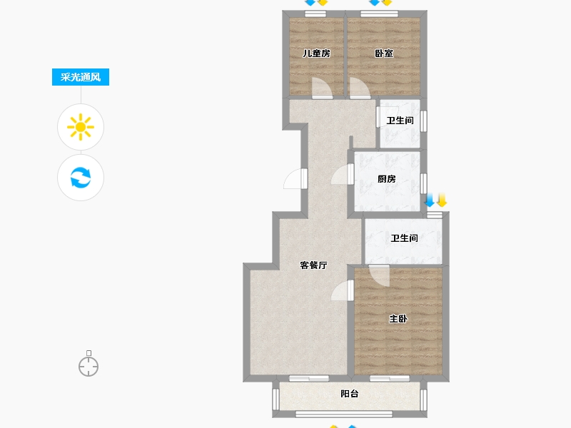 河北省-廊坊市-金地都会风华-78.40-户型库-采光通风