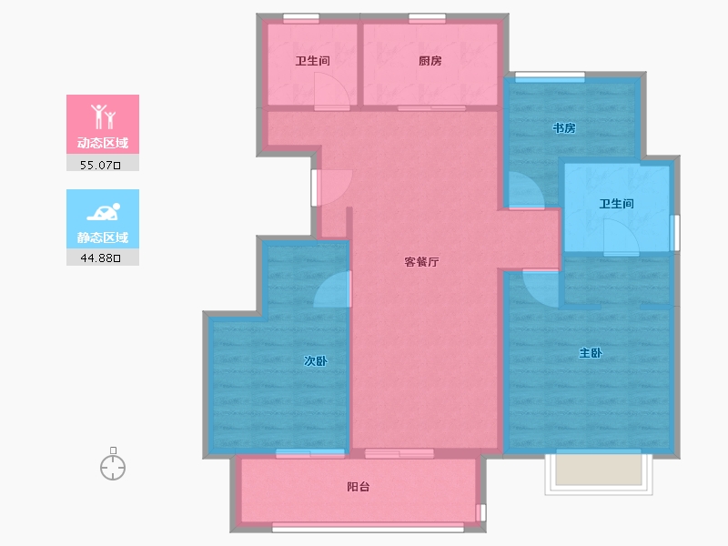 浙江省-嘉兴市-绿禾名邸-90.00-户型库-动静分区