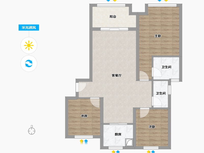 湖北省-武汉市-花山郡-85.00-户型库-采光通风