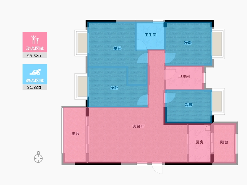 福建省-泉州市-南益惠景豪庭-107.27-户型库-动静分区