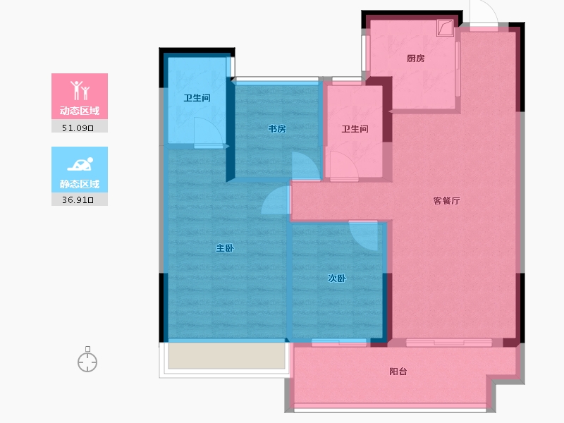 江苏省-苏州市-常熟雅居乐山樾雅苑-77.60-户型库-动静分区