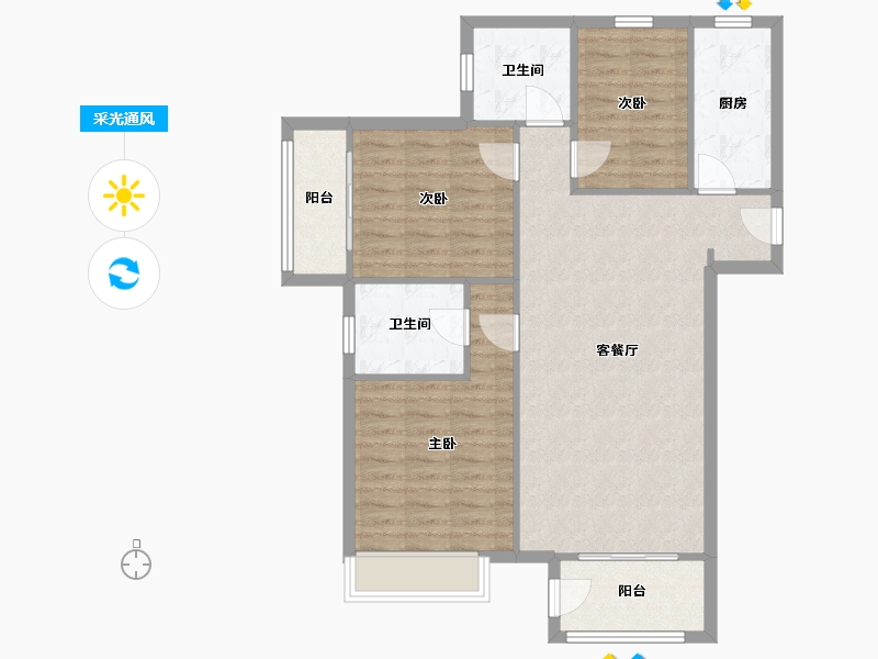 河南省-开封市-六期香颂-125.00-户型库-采光通风