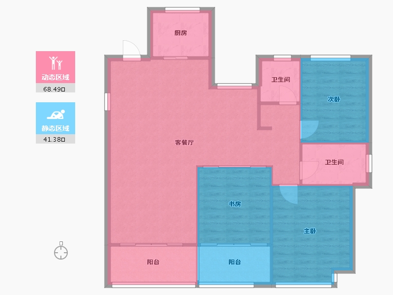 浙江省-宁波市-云山新语-97.50-户型库-动静分区