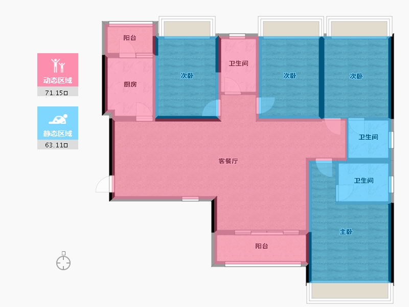 贵州省-黔南布依族苗族自治州-河畔阳光-130.00-户型库-动静分区