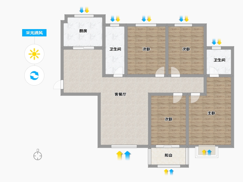 河南省-郑州市-万科美景龙堂-126.00-户型库-采光通风