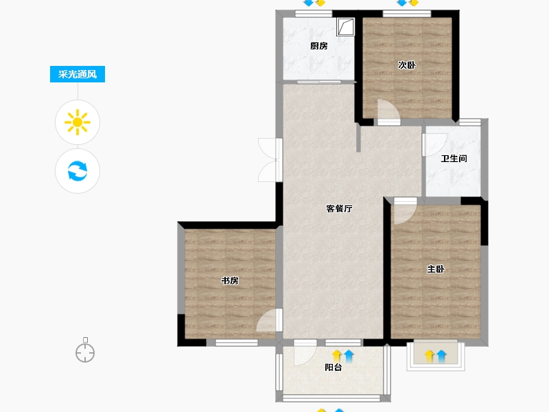 河北省-邢台市-博大建设承建世纪华府-84.80-户型库-采光通风